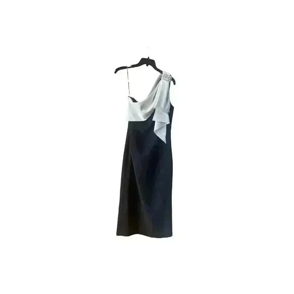 NWT Sachin & Babi One-Shoulder Shane stretch crepe asymmetric dress gown 4/6 - Picture 8 of 13